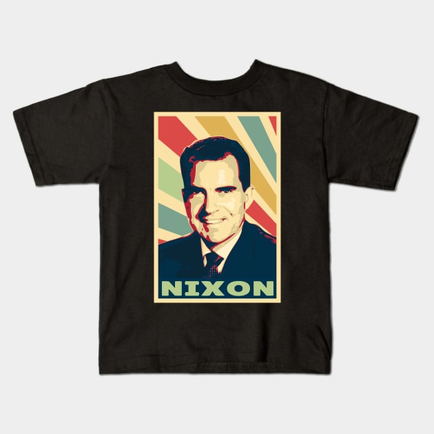 Richard Nixon Vintage Colors Kids T-Shirt by Nerd_art